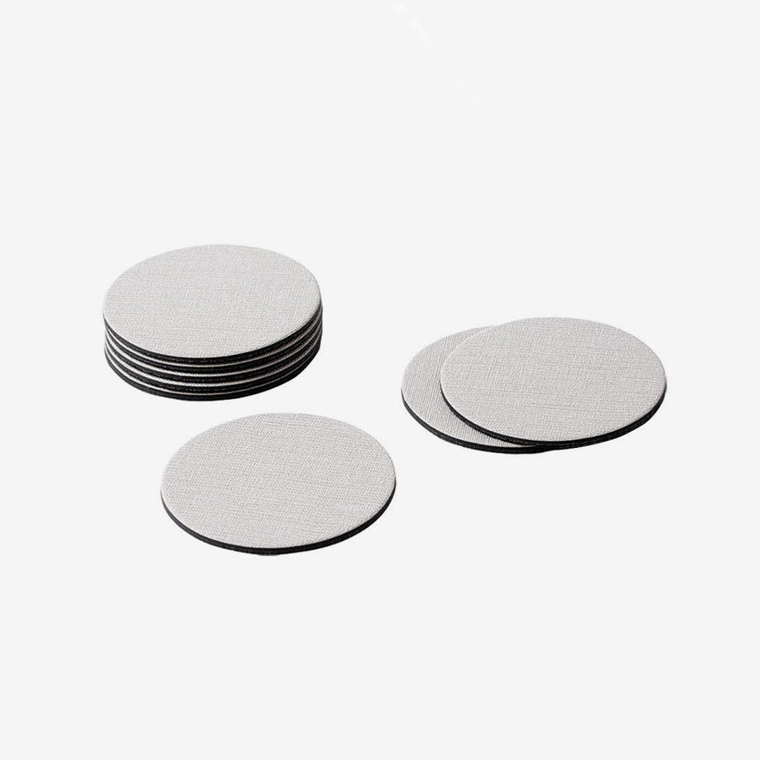 Caspari Classic Canvas Round Coasters Set of 4 - Absorbent Drink Coasters for Coffee, Wine, and Beer - Elegant Table Decor for Home, Bar, and Office