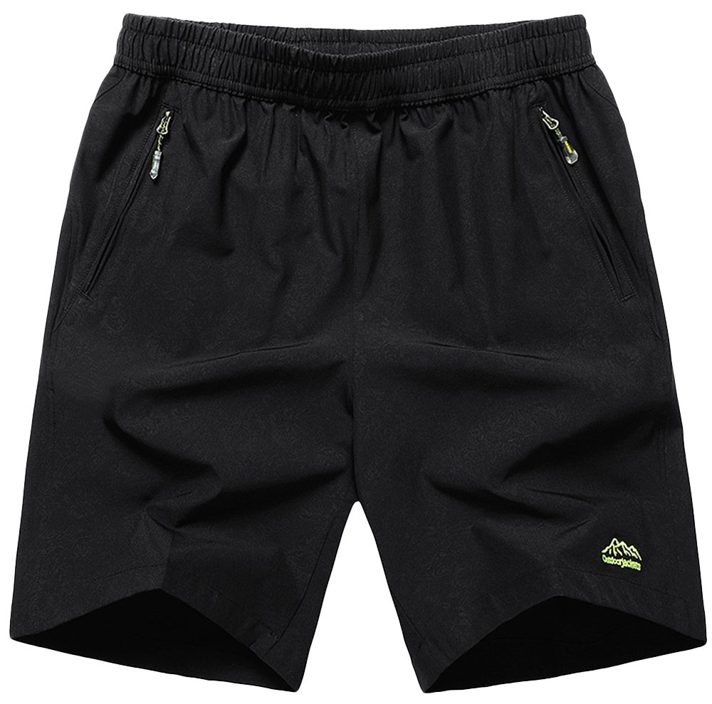 Big and Tall Quick Dry Men's Shorts with Pockets - Black (Size M) - Perfect for Outdoor Activities, Gym Workouts & Summer Travel