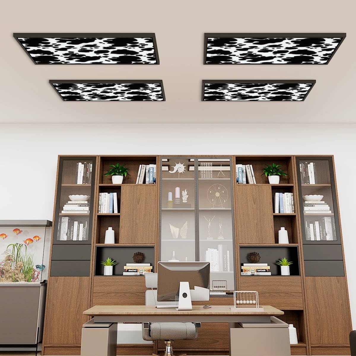 Cow Print Fluorescent Light Covers - 4x2 ft Abstract Seamless Ceiling Light Panels for Classroom, Office & Home Decor - DIY Printing & Cutting Crafts - Brighten Spaces with Unique Lighting Accents