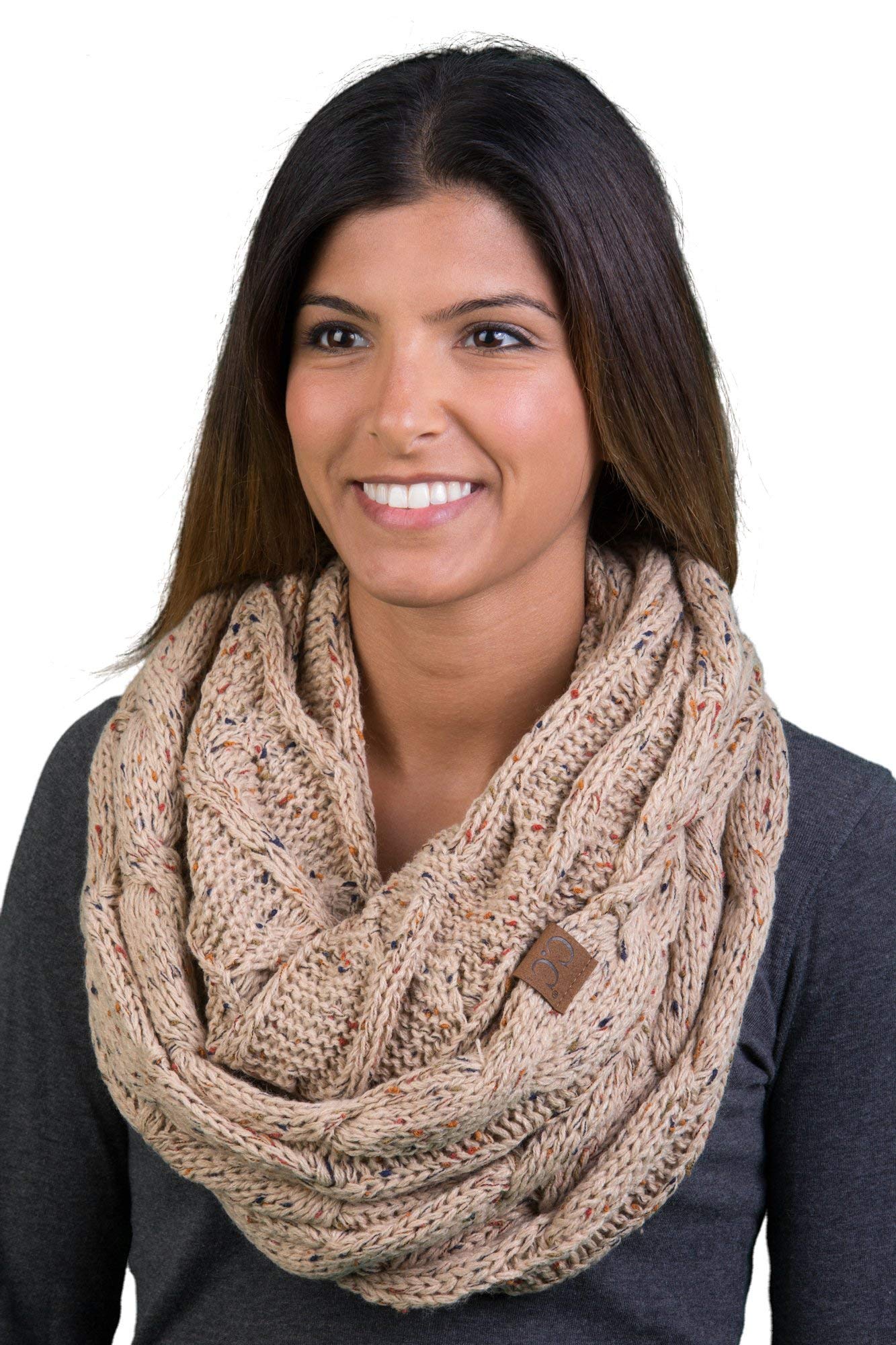 Stylish Slouchy Beanie & Infinity Scarf Set - 2 Piece Winter Accessories for Women | Soft Knit Hat & Cozy Scarf in Confetti Latte | Perfect for Cold Weather, Outdoor Activities & Fashion Outfits