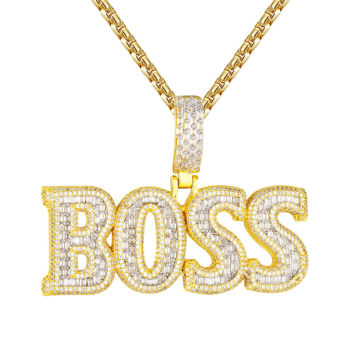 Icy Custom Hip Hop Pendant Chain for Men - Luxury Baguette Boss Necklace | Perfect for Streetwear, Rap Performances & Gift Giving