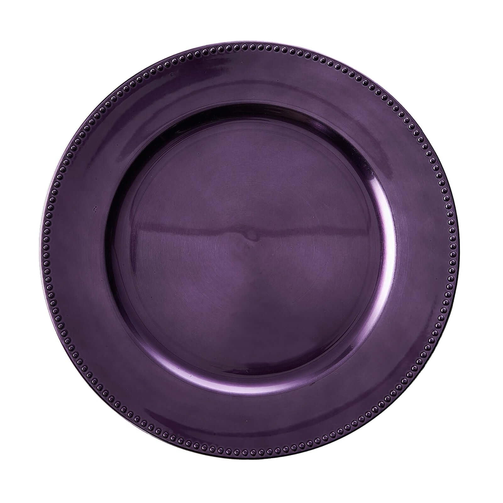 Efavormart 6-Pack 13 Inch Purple Beaded Round Charger Plates - Elegant Table Decor for Weddings, Holidays, Parties & Special Events - Perfect for Dining, Buffets & Centerpiece Displays
