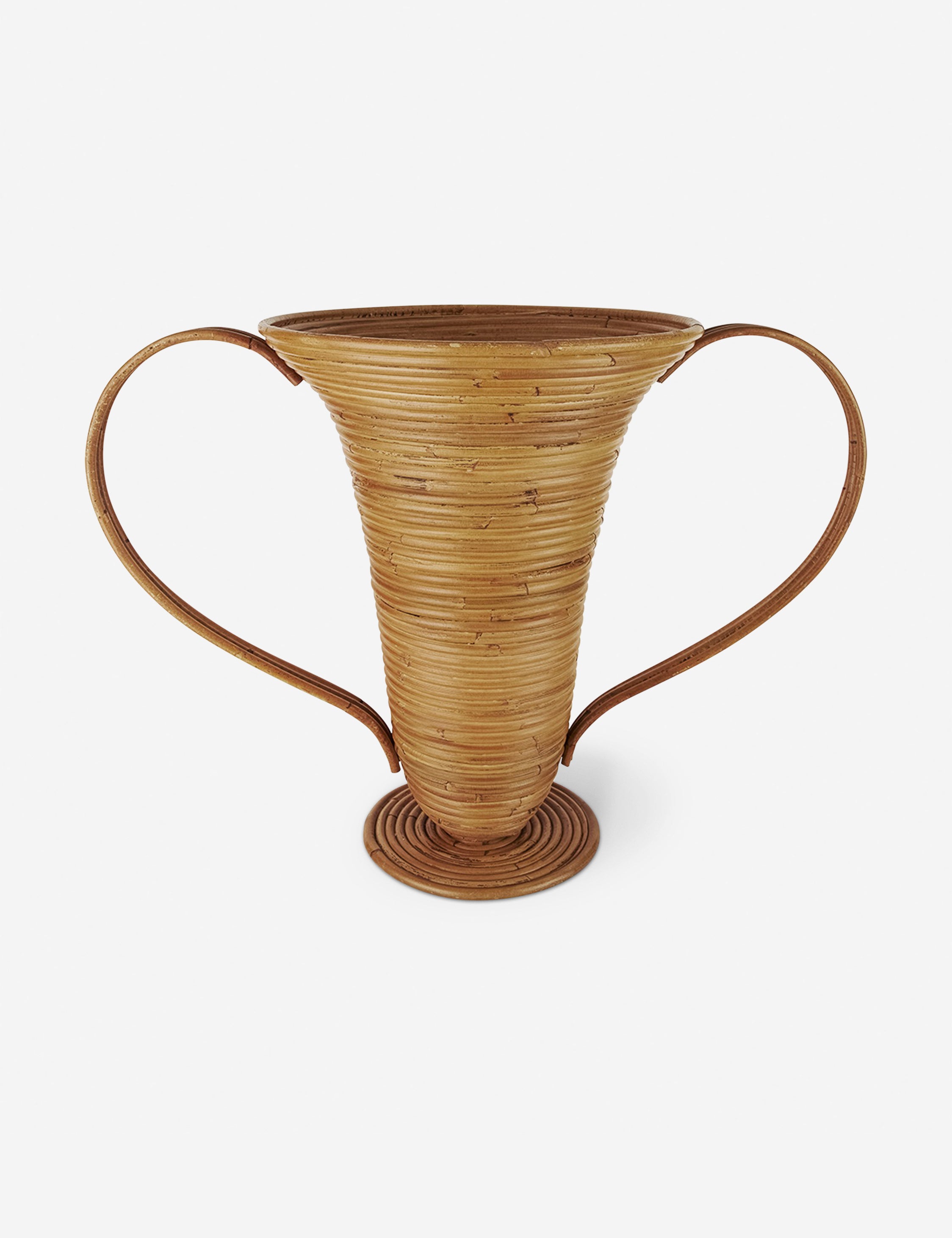 Ferm Living Amphora Decorative Rattan Vase - Handwoven Boho Home Decor for Living Room, Bedroom & Office