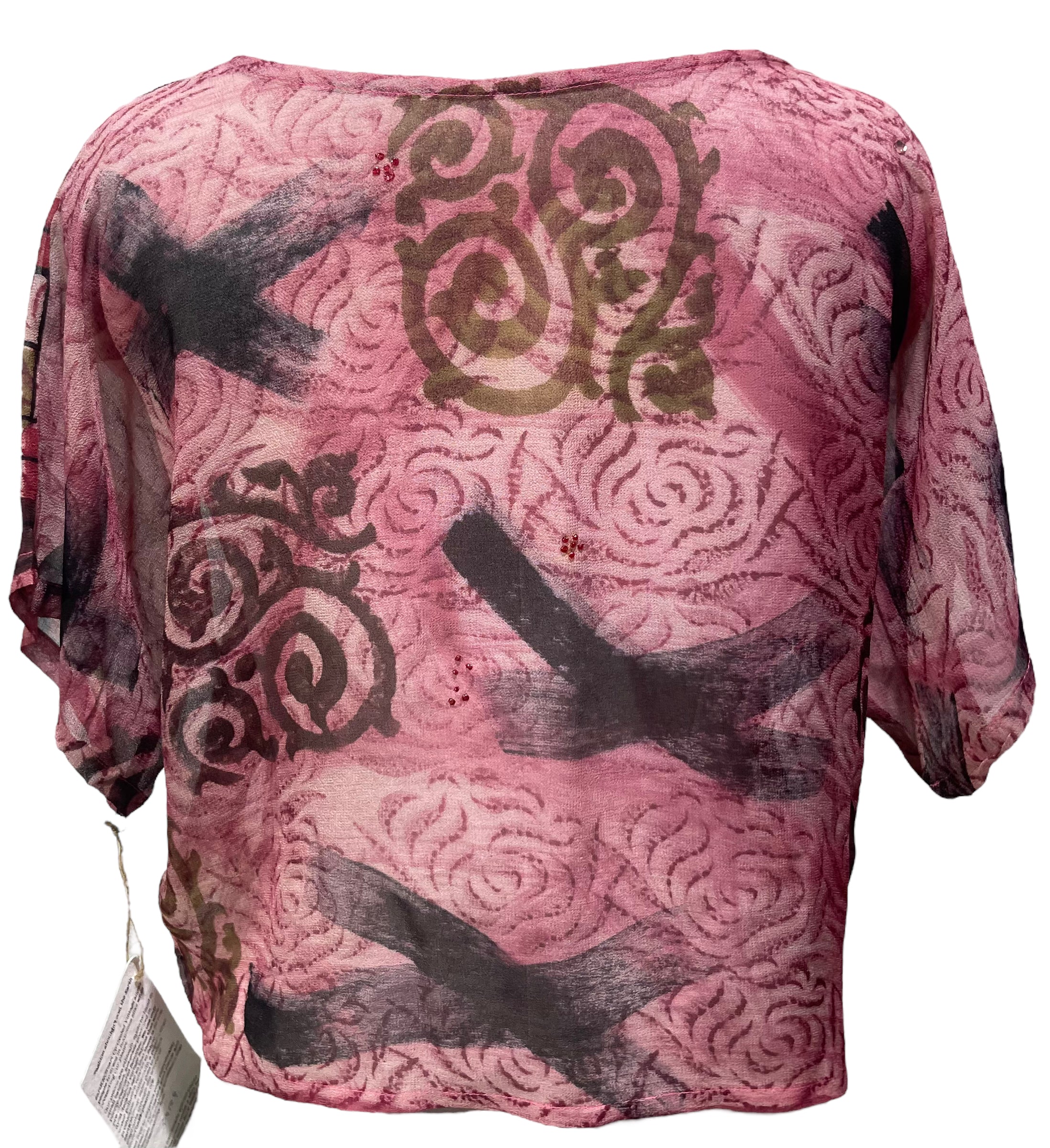 PRG4184 Women's Sheer Avatar Pure Silk Boxy Top - Elegant Blouse for Casual Wear, Office Outfits & Evening Occasions
