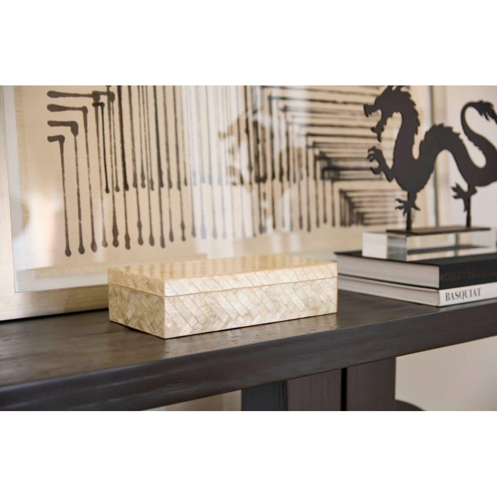 Cyan Design 11684 Triton Rectangle Jewelry Box - Small Pearl White Organizer for Rings, Necklaces & Earrings | Perfect for Bedroom Vanity, Dresser Top & Gift Giving