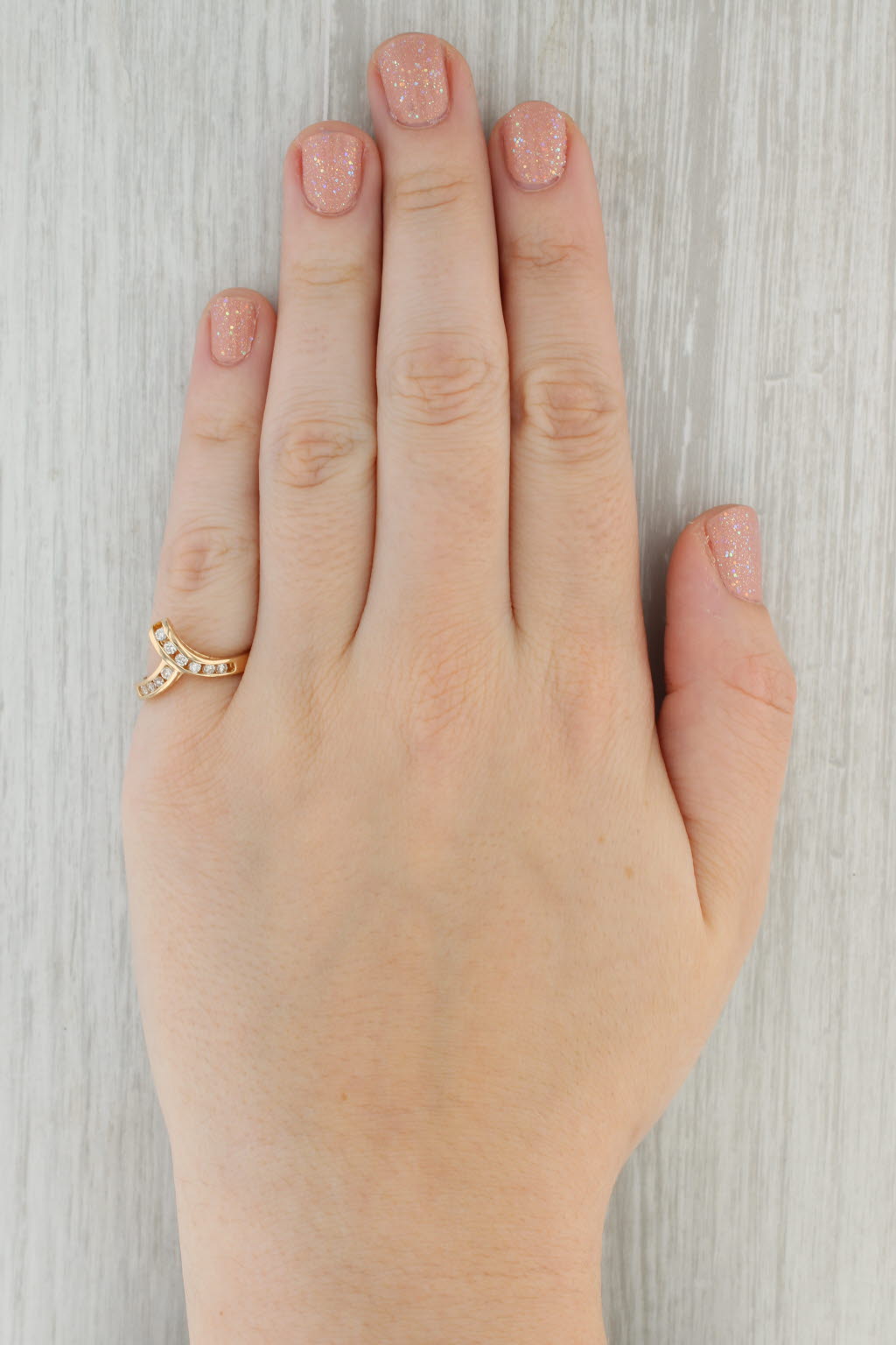 0.27ctw Diamond Contoured V Ring - 14k Yellow Gold Size 6.75 Wedding Band Guard - Perfect for Bridal Jewelry, Anniversary Gifts & Special Occasions