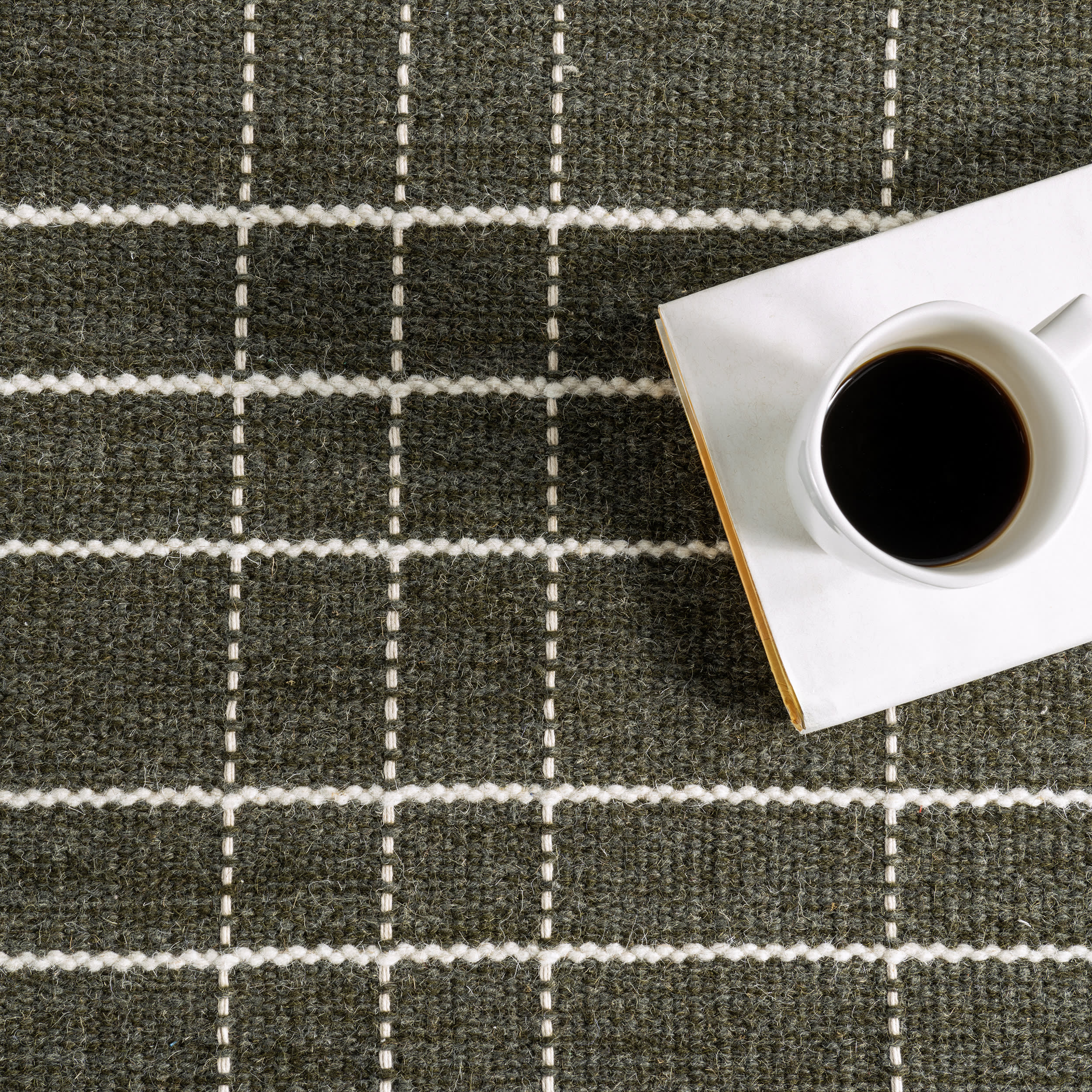 Charlie Plaid Wool Rug - Soft & Durable Green Checkered Carpet for Living Room, Bedroom & Office | Eco-Friendly Home Decor