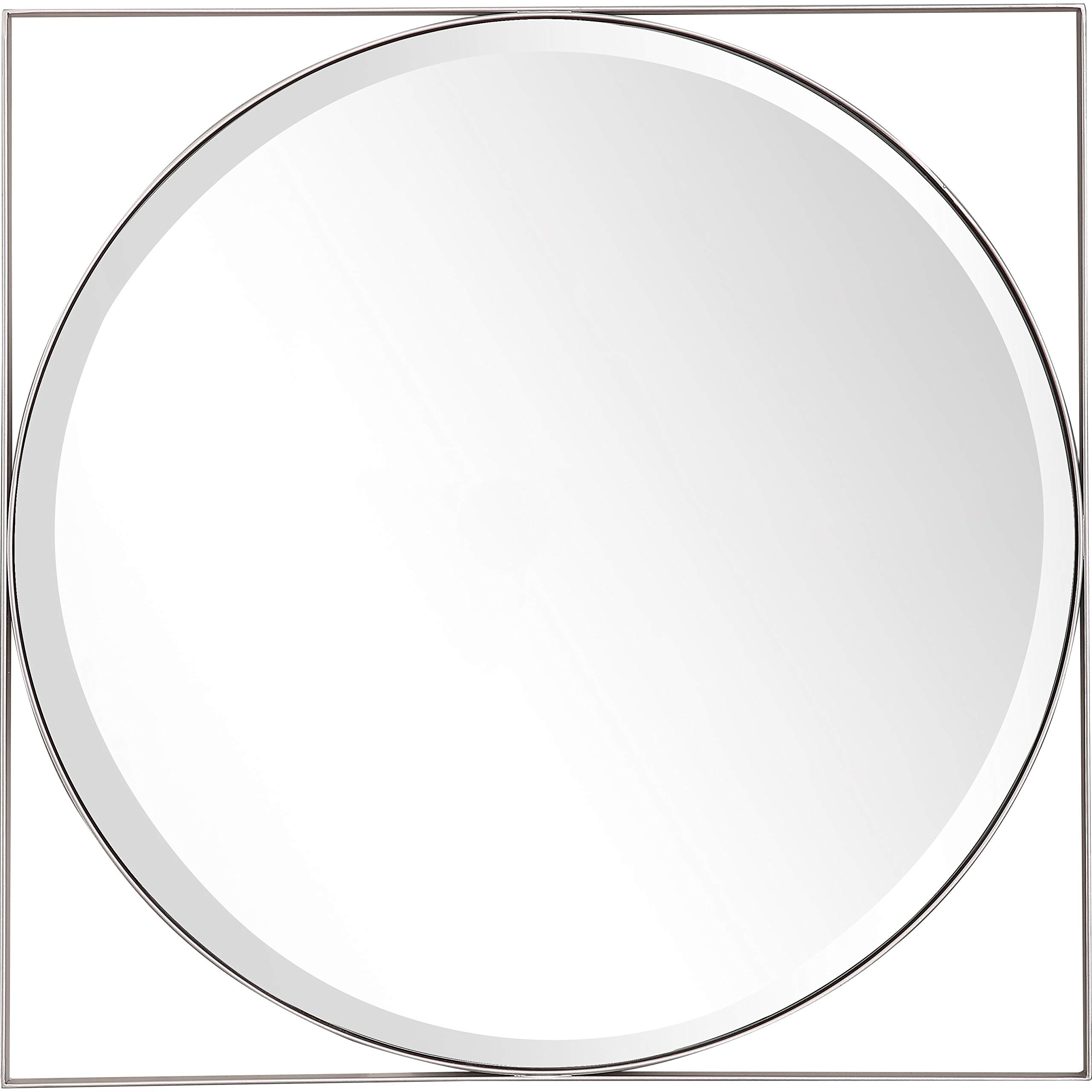 UKN Round Wall Mirror - 24 Inch Clear Modern Contemporary Beveled Glass Mirror for Living Room, Bedroom, Bathroom & Entryway Decor
