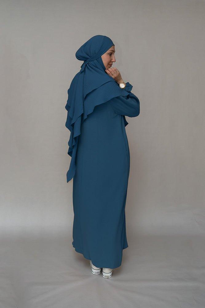 Elegant Blue A-Line Wrinkle-Free Dress with Pockets | Women's Casual & Office Wear | Perfect for Work, Parties & Everyday Outfits