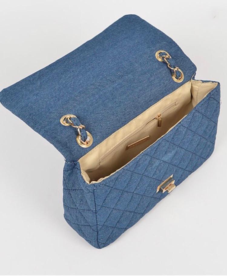 Stylish Medium Blue Denim Shoulder Bag for Women - Trendy Crossbody Purse with Adjustable Strap, Perfect for Daily Use, Travel & Shopping