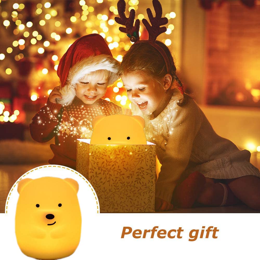 Medium Bear Night Light - 9 Color Changing, USB Rechargeable, Touch Control for Kids & Adults - Perfect for Bedrooms & Nurseries