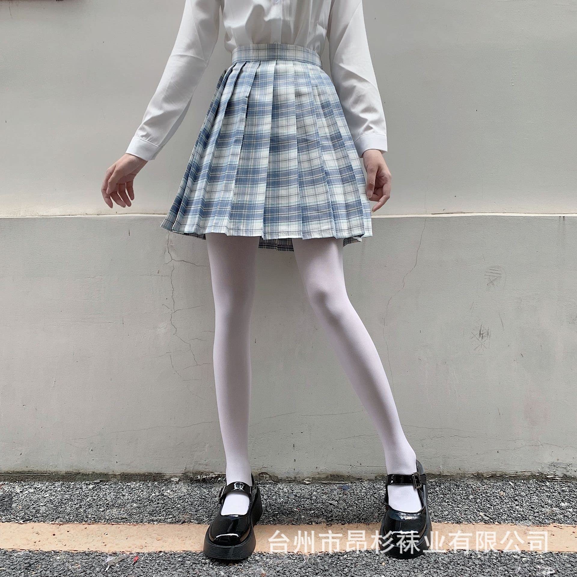 2 Pairs White Velvet Japanese Lolita Cute Thin Pantyhose - Soft Stretchable Tights for Cosplay, JK Uniform, Dance Performance & Spring/Fall Fashion Outfits