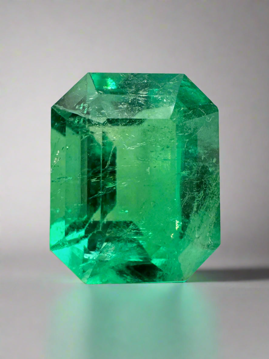 3.30 Carat 10.5x8.4mm Natural Colombian Emerald Loose Gemstone - Emerald Cut Vivid Green Glowing Stone for Jewelry Making, Engagement Rings & Luxury Gifts