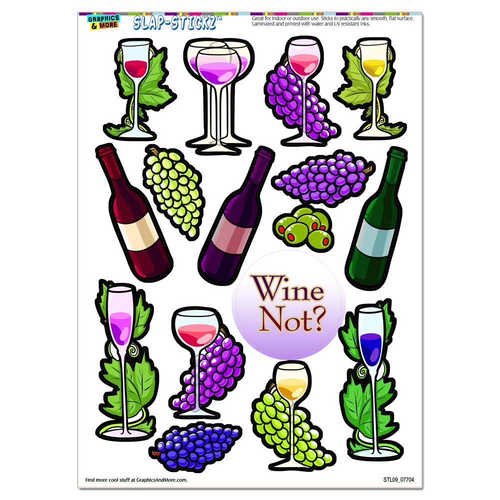 Funny Wine & Grapes Glass Vine Olives Slap-STICKZ™ - Premium Car Window Stickers for Parties, Scrapbooking & Crafting | Perfect for Wine Lovers, Home Decor & DIY Projects