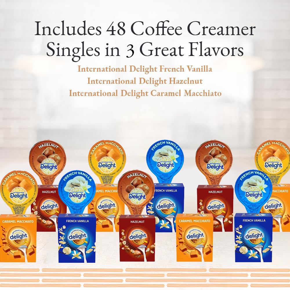 International Delight Non-Dairy Coffee Creamer Singles - 3 Flavor Variety Pack (48 Count) | Dairy-Free Liquid Creamer for Coffee, Tea & Hot Drinks | Perfect for Home, Office, Cafes & Gifts