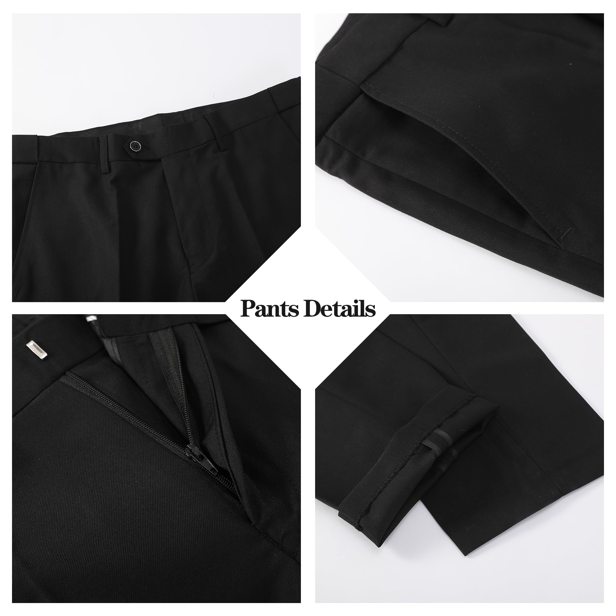 Men's Slim Fit Tuxedo Suit 3-Piece Set - Wedding, Business & Formal Events | Dinner Jacket, Vest & Pants for Groom & Groomsmen | Perfect for Prom, Cocktail Parties & Evening Occasions