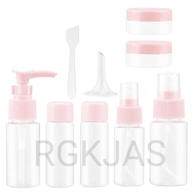 EASY SHOPE 7-Piece Plastic Cosmetic Travel Organizer Set with 2 Refillable Bottles & Jars - Multi-Color for Makeup, Skincare & Toiletries | Perfect for Travel, Gym & Daily Organization