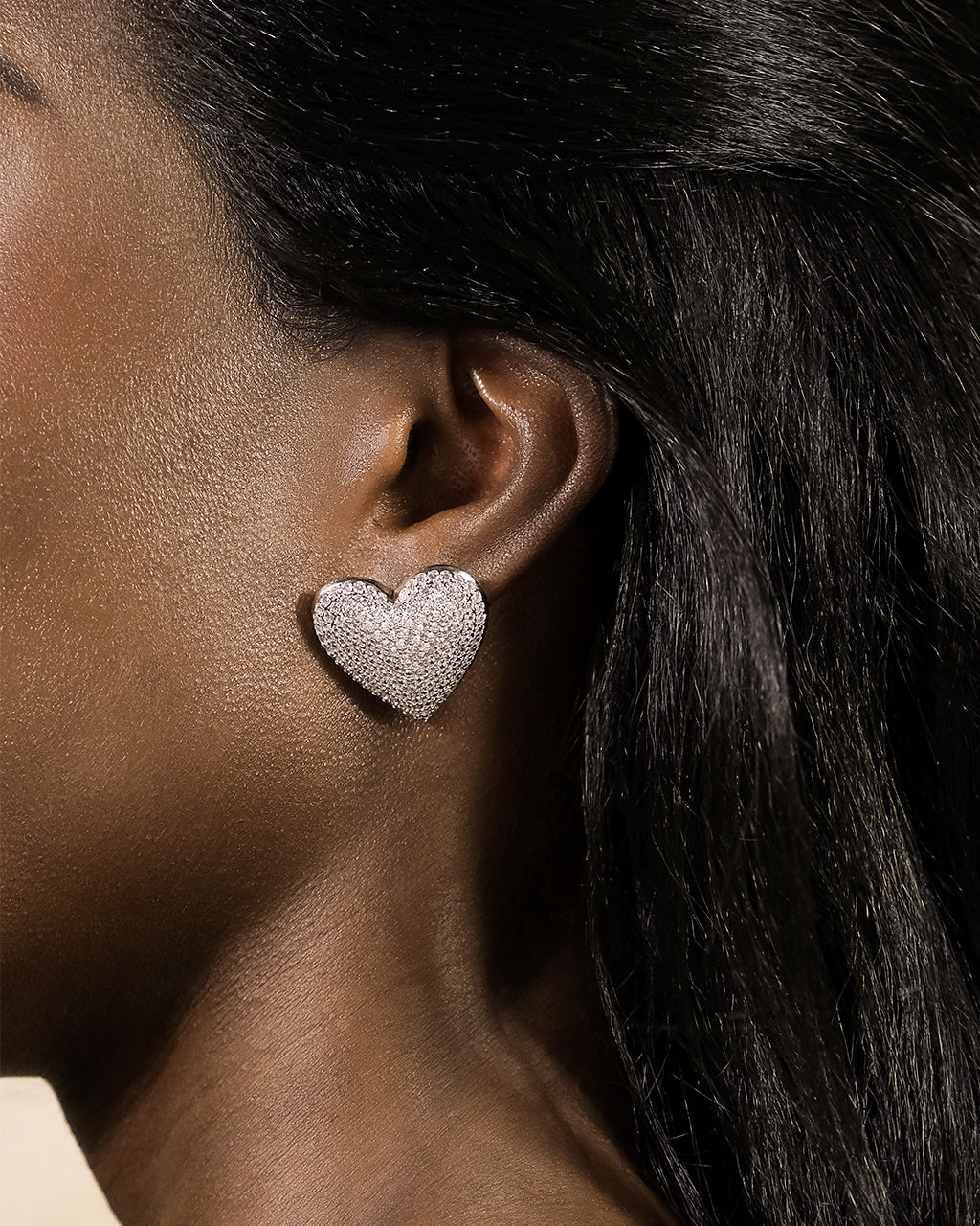 Sparkling Disco Heart CZ Stud Earrings for Women - Elegant Rhinestone Statement Jewelry for Parties, Date Nights & Special Occasions