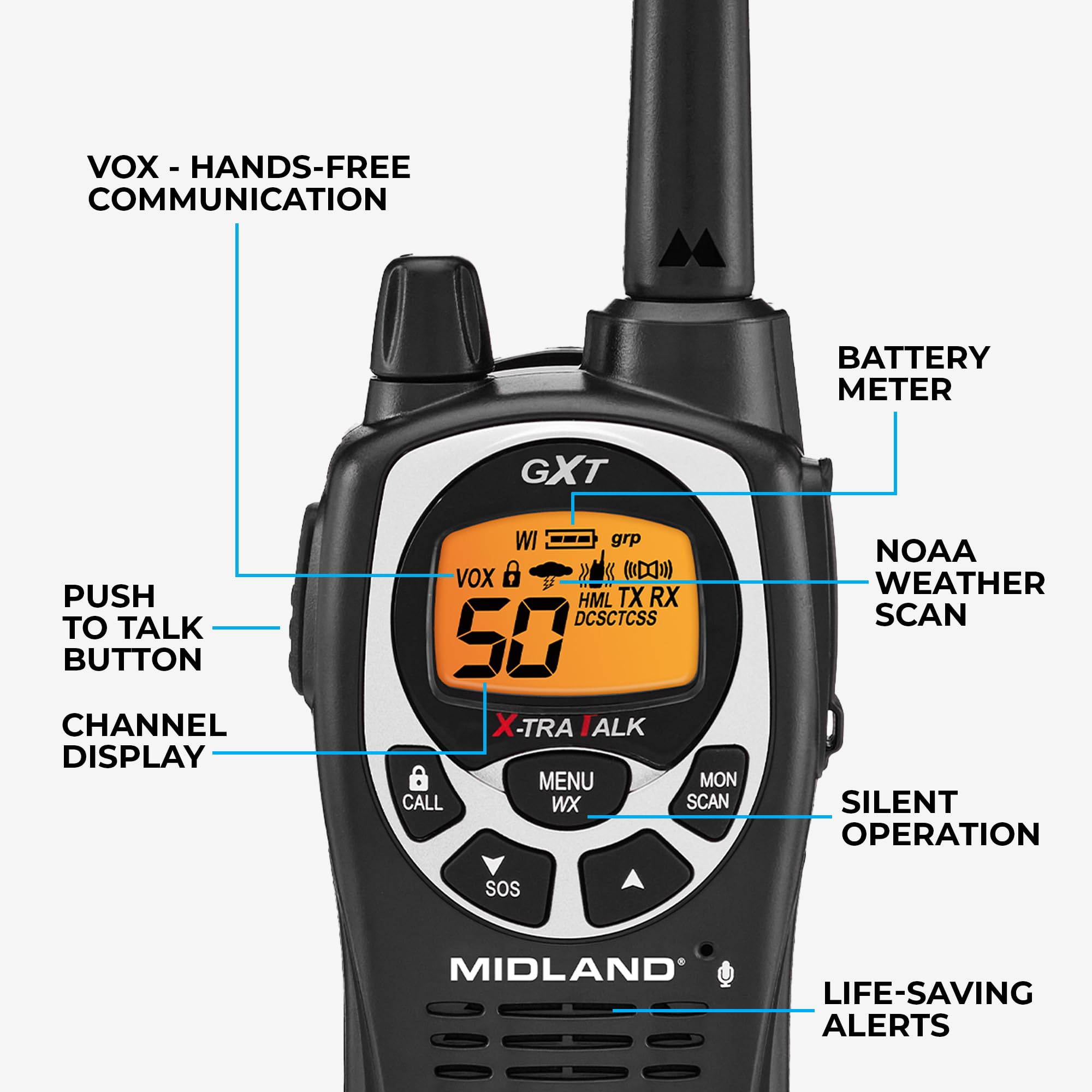Midland GMRS MicroMobile Two-Way Radio Bundle with Walkie Talkies - Long Range Communication for Outdoor Adventures, Camping, Hiking & Emergency Preparedness