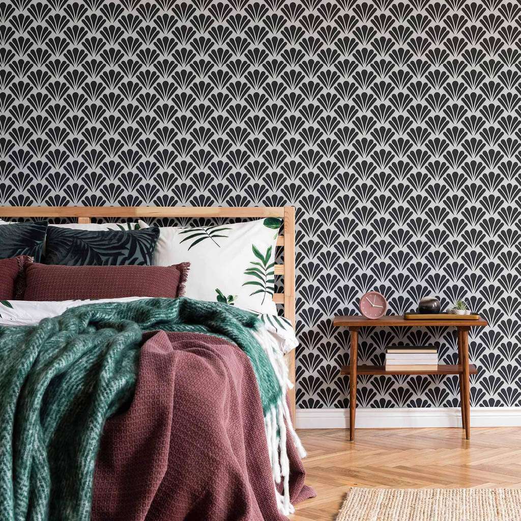 Black and White Shell Peel and Stick Removable Wallpaper - Self-Adhesive Decorative Wall Covering for Bedroom, Living Room, Office - Easy to Apply & Remove - Pattern #4009