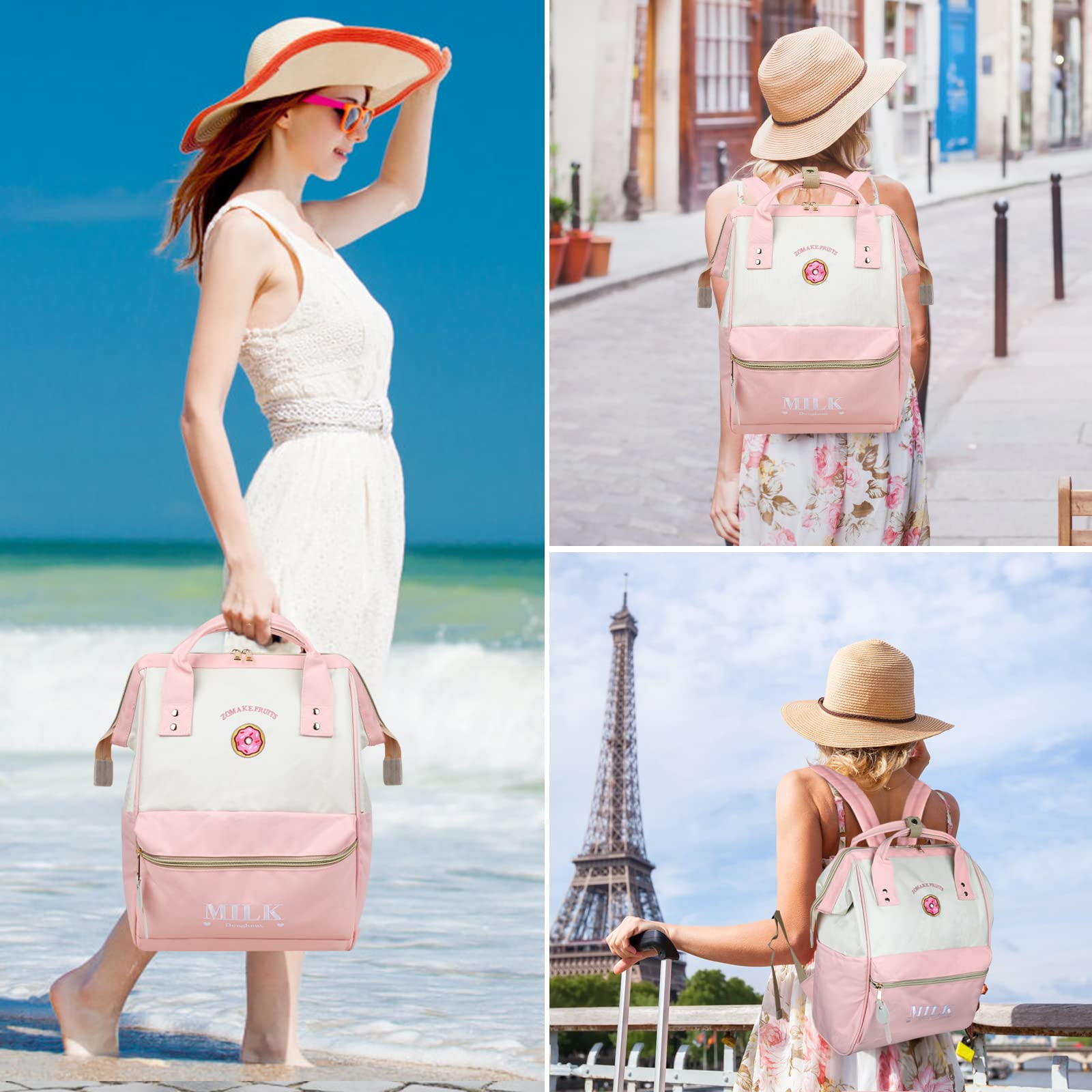 ZOMAKE 15.6 Inch Anti-Theft Water Resistant Laptop Backpack for Women & Men - Business Travel Backpack with USB Charging Port, Cute Donut Design - Perfect for Work, School, College & Daily Commute