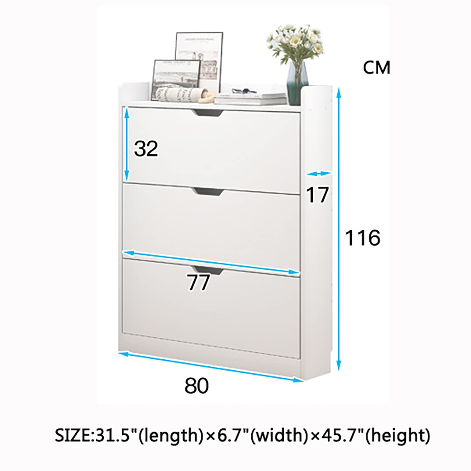 U&Q Modern Shoe Cabinet with Hidden Shoe Rack - Large Capacity Entryway Storage Organizer, Creative Closet Shoe Cubby Decorative Furniture (Yellow, 39x7x46 inches) - Perfect for Small Spaces, Apartments & Home Entryway Organization