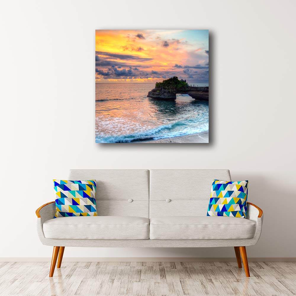 Wall26 Seaside at Dusk Canvas Wall Art - 24x24 Inch Framed Painting for Home Decor, Bedroom & Living Room | Coastal Sunset Landscape Print for Beach House & Office Decor
