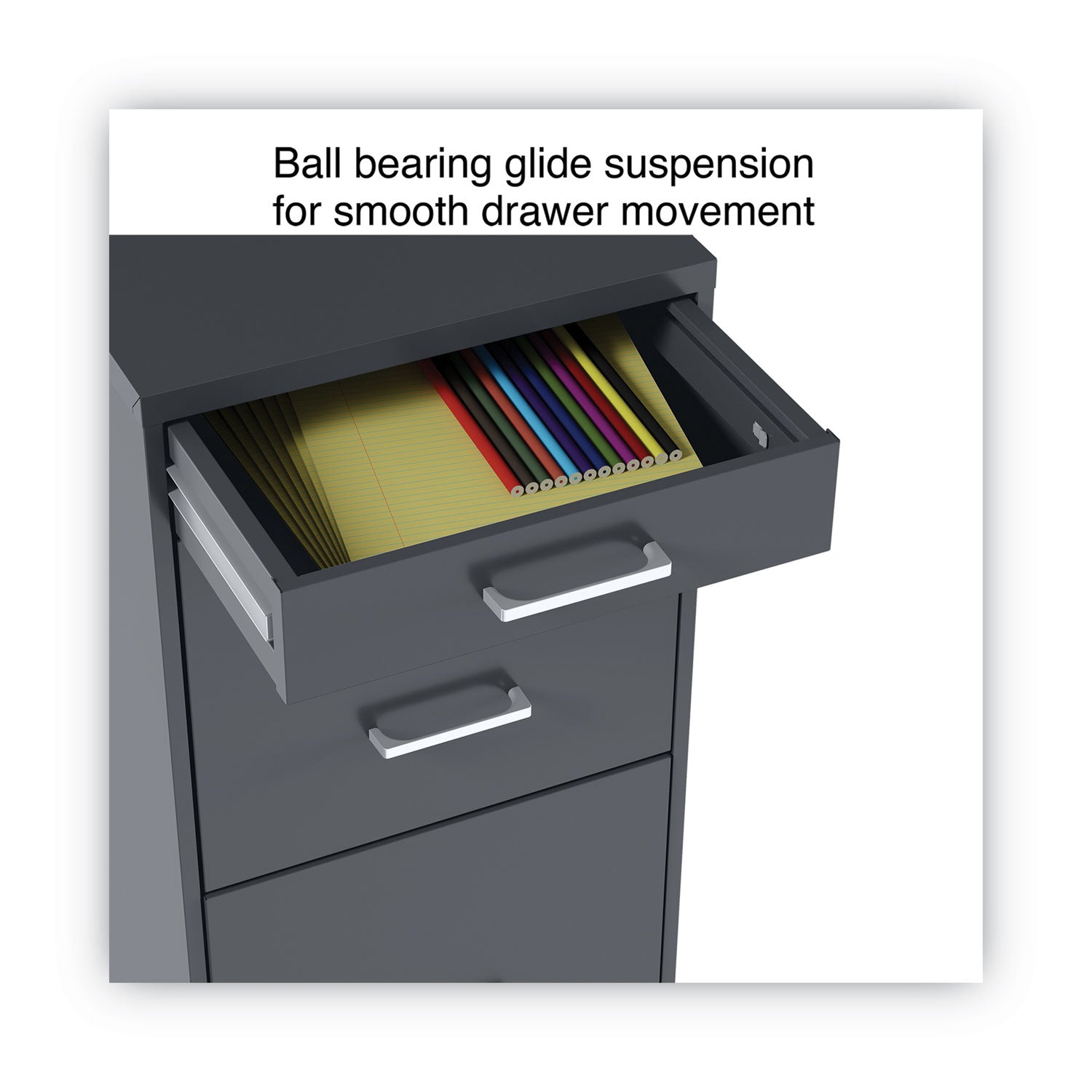 Alera® Soho 3-Drawer Vertical File Cabinet - Letter Size, Charcoal Finish, 14