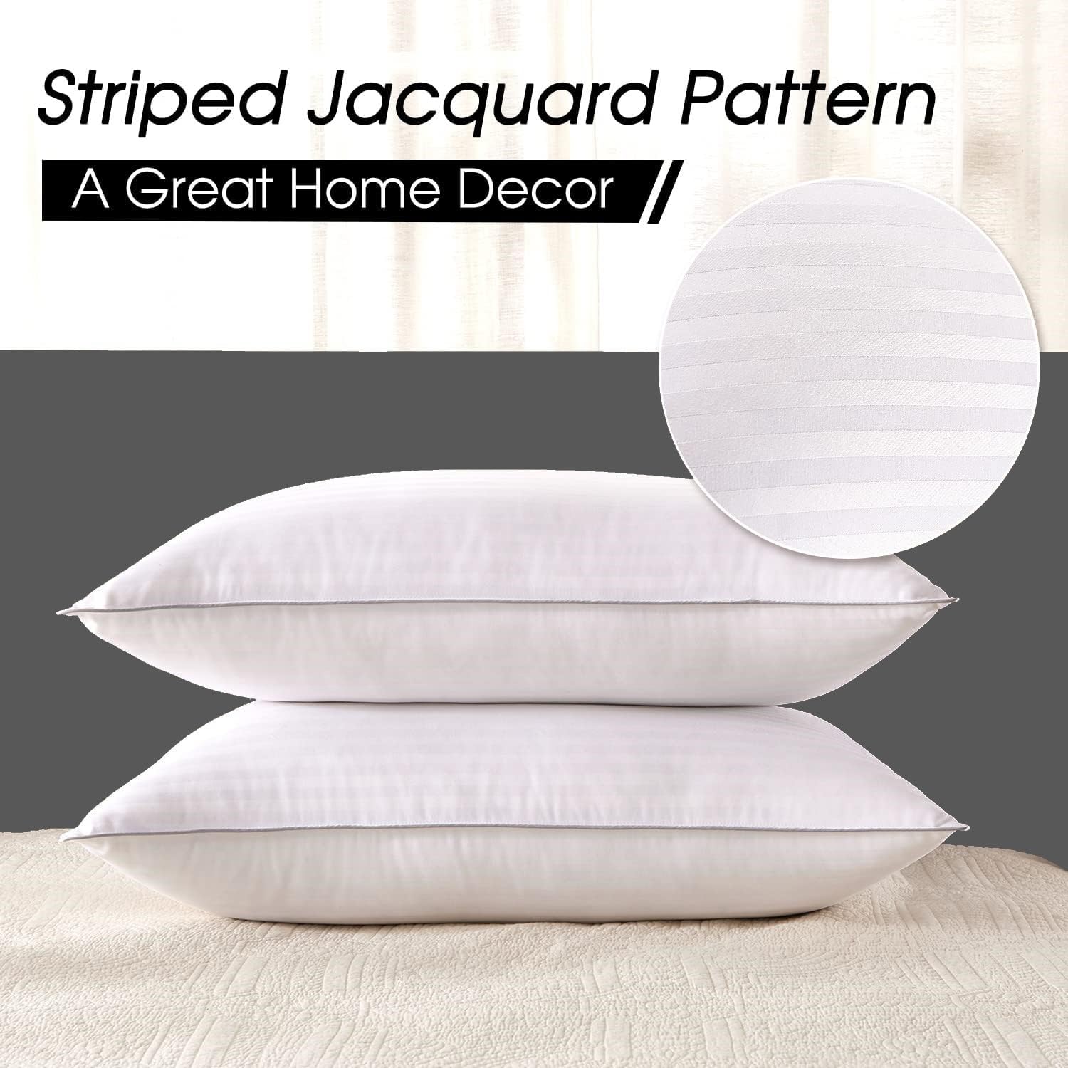 King Size Bed Pillows for Sleeping - Set of 2 Ultra Soft Support Pillows for Side, Back & Stomach Sleepers | Perfect for Home, Hotel & Guest Room Comfort