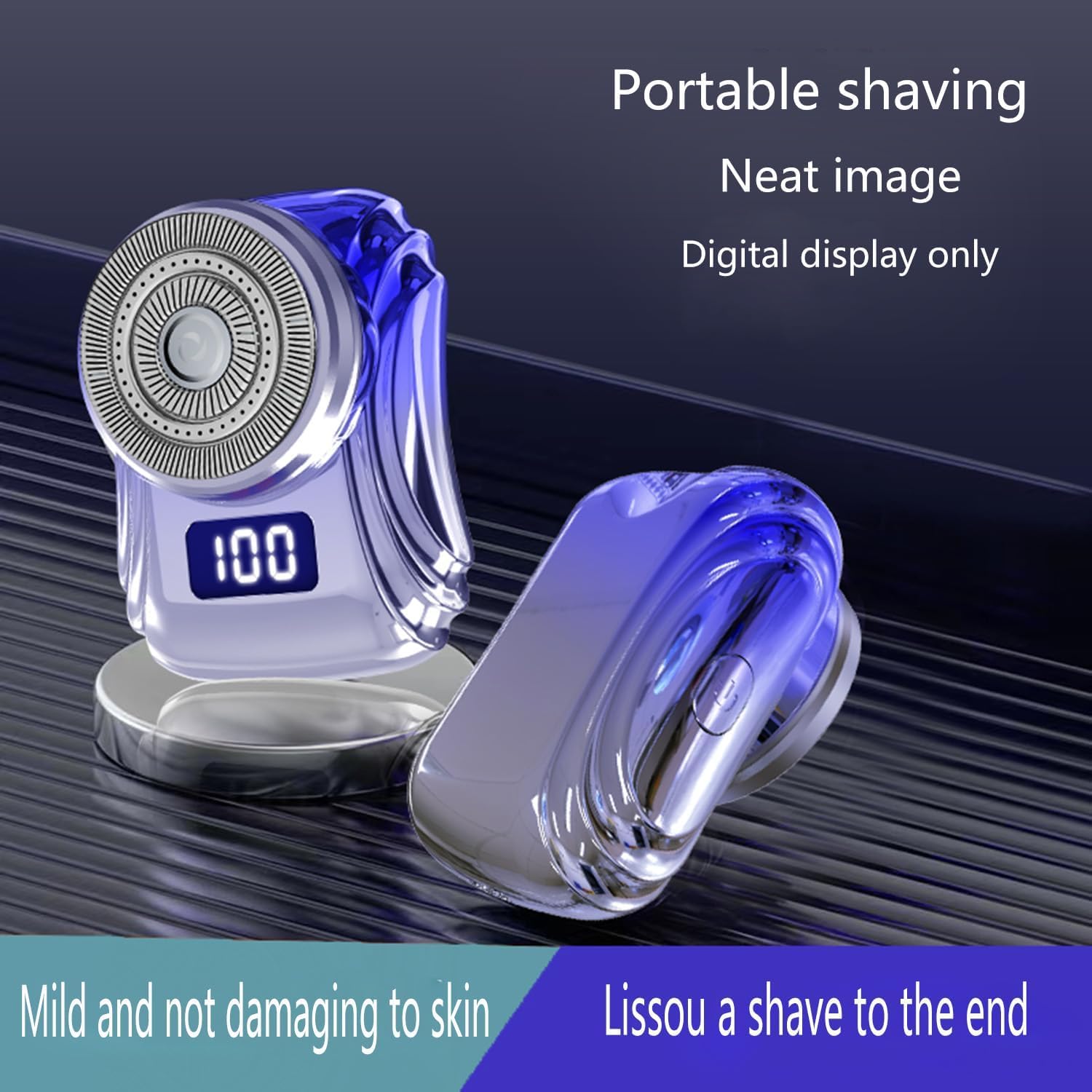 Zao Mini Electric Shaver for Men 2024 - Waterproof USB Rechargeable Beard Trimmer, Powerful Storm Shaver with Pocket Size Design, Washable Silver Electric Razor - Perfect for Travel, Gym & Daily Grooming