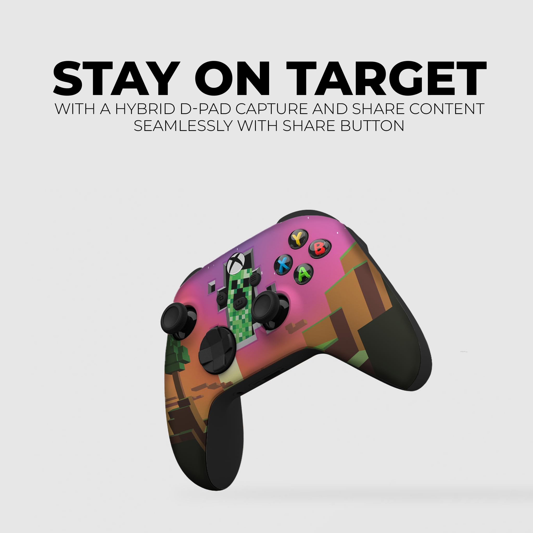 Custom Wireless Xbox Controller for Minecraft - Compatible with Xbox One & Series X/S - Hydro-Dip Printed Design (Not Just a Skin) - Made in USA - Perfect for Gaming, Streaming & Esports