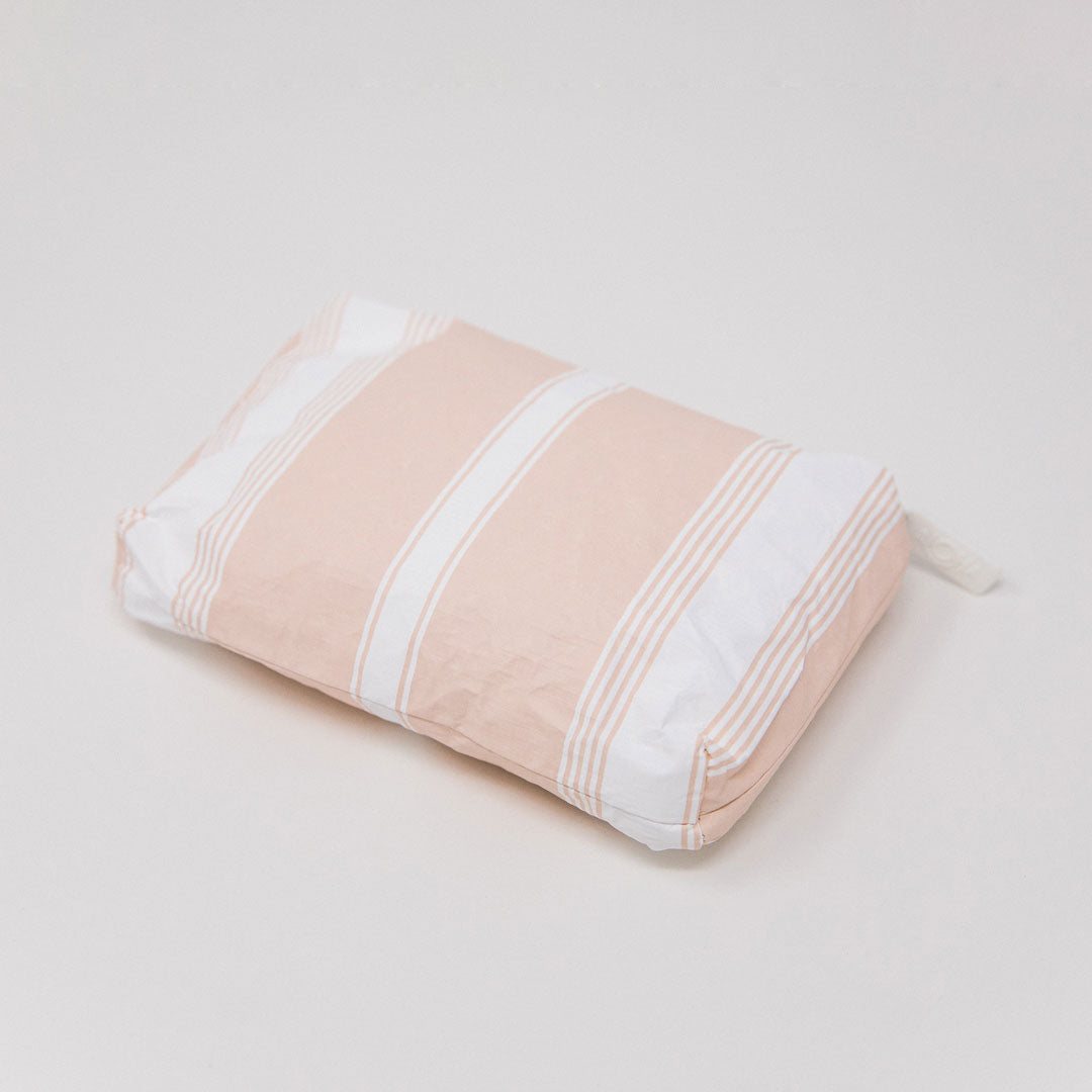 Aloha Mini Linen Stripe Pouch - Small Travel Cosmetic Bag for Women, Cute Striped Makeup Organizer - Perfect for Beach Vacation, Gym Essentials & Daily Use