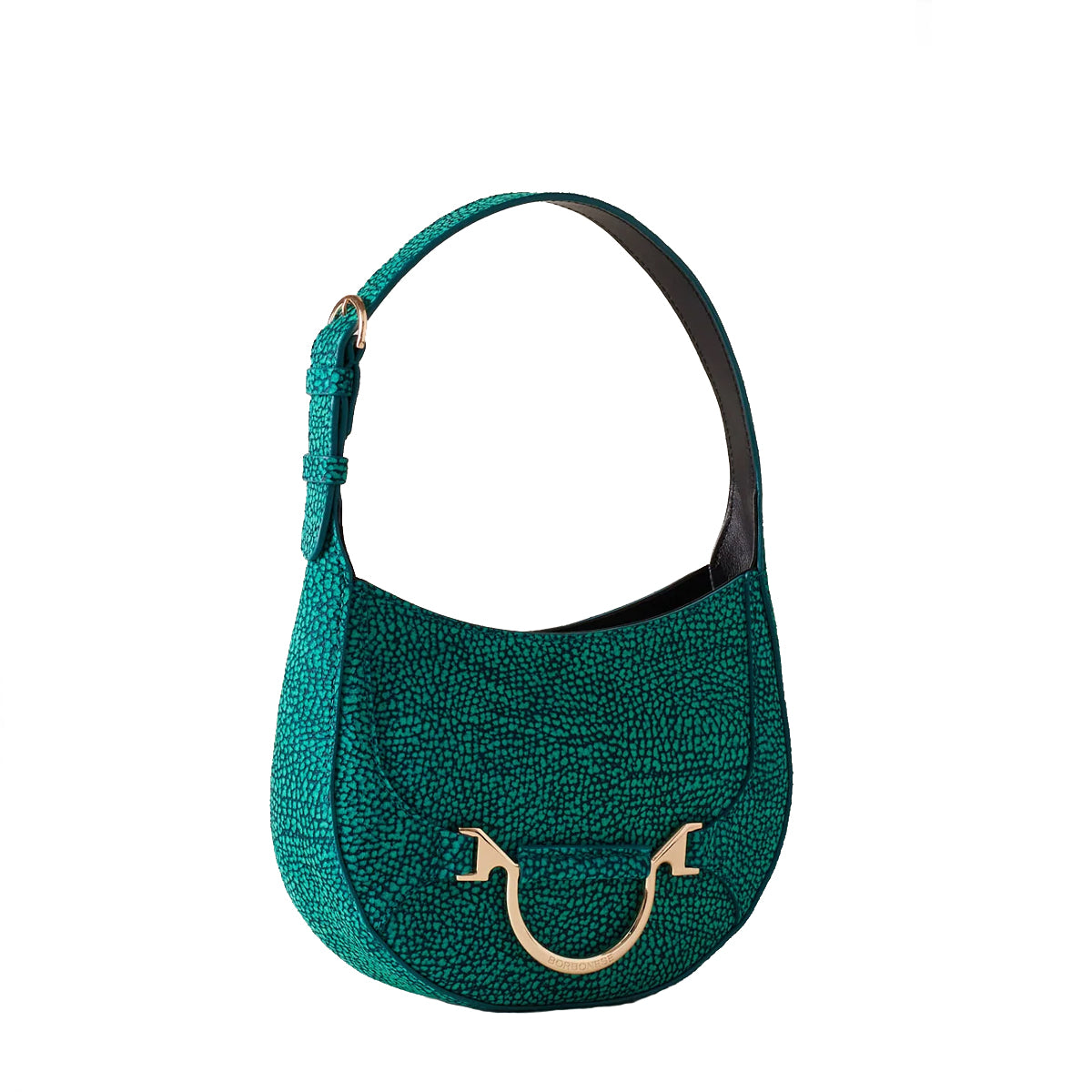 Borbonese Mini Hobo Bag 110 Suede Peacock Crossbody Purse for Women - 923047684 - Perfect for Everyday Use, Work, and Travel