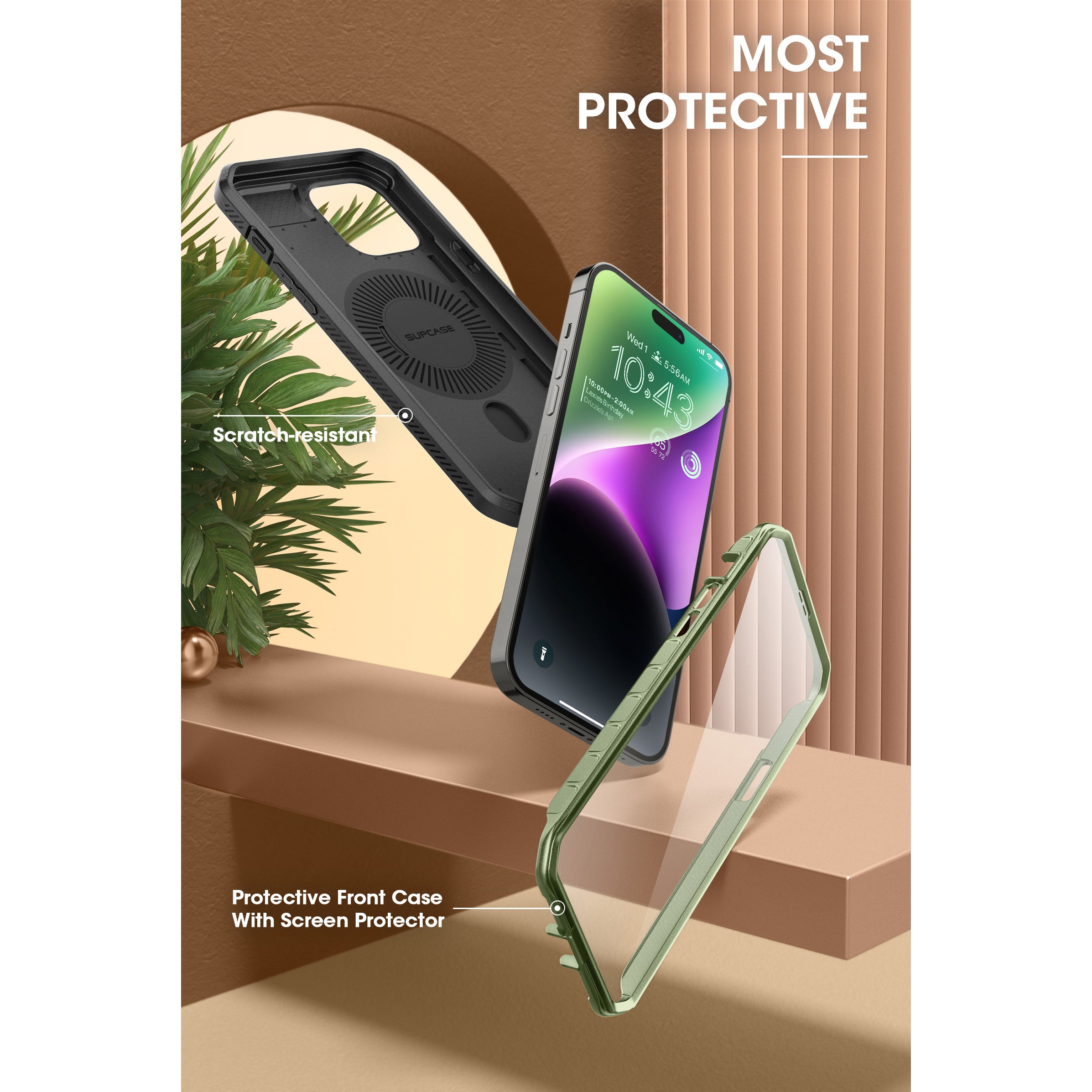 iPhone 15 6.1 Inch Unicorn Beetle Pro Mag Rugged Case - Heavy Duty Protection with Magnetic Mount, Dark Green | Perfect for Outdoor Adventures, Construction Work & Extreme Sports