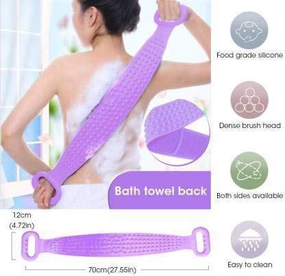 Purple Silicone Bath Brush for Exfoliating & Deep Cleaning - Back Scrubber with Massage Nubs for Shower & Bath - Skin Care Essential for Smooth & Healthy Skin - Great for Spa Days & Relaxing Self-Care Routines [Pack of 1]