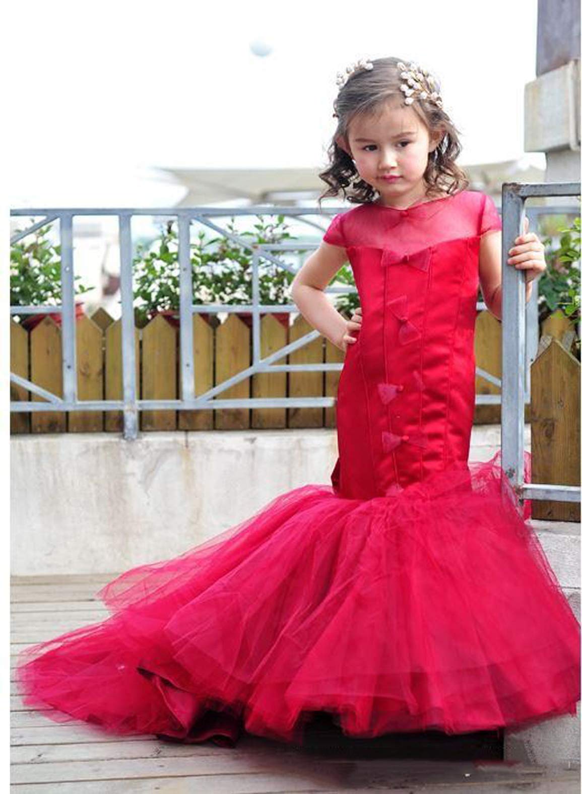 Adela Mermaid Flower Girl Dresses for Wedding - Tulle Toddler Pageant Gown First Communion Dress AR033 - Perfect for Weddings, Baptisms, Pageants & Special Occasions