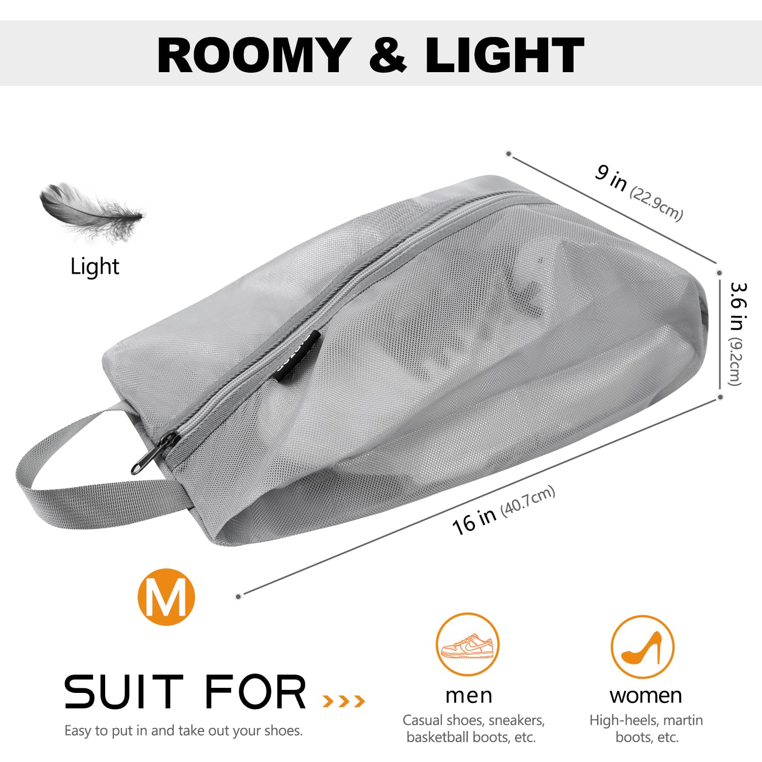 Waterproof Travel Shoe Bags with YKK Zipper - Durable TPU Mesh Shoe Storage Organizer for Men & Women - Perfect for Gym, Vacation Packing & Home Closet Organization