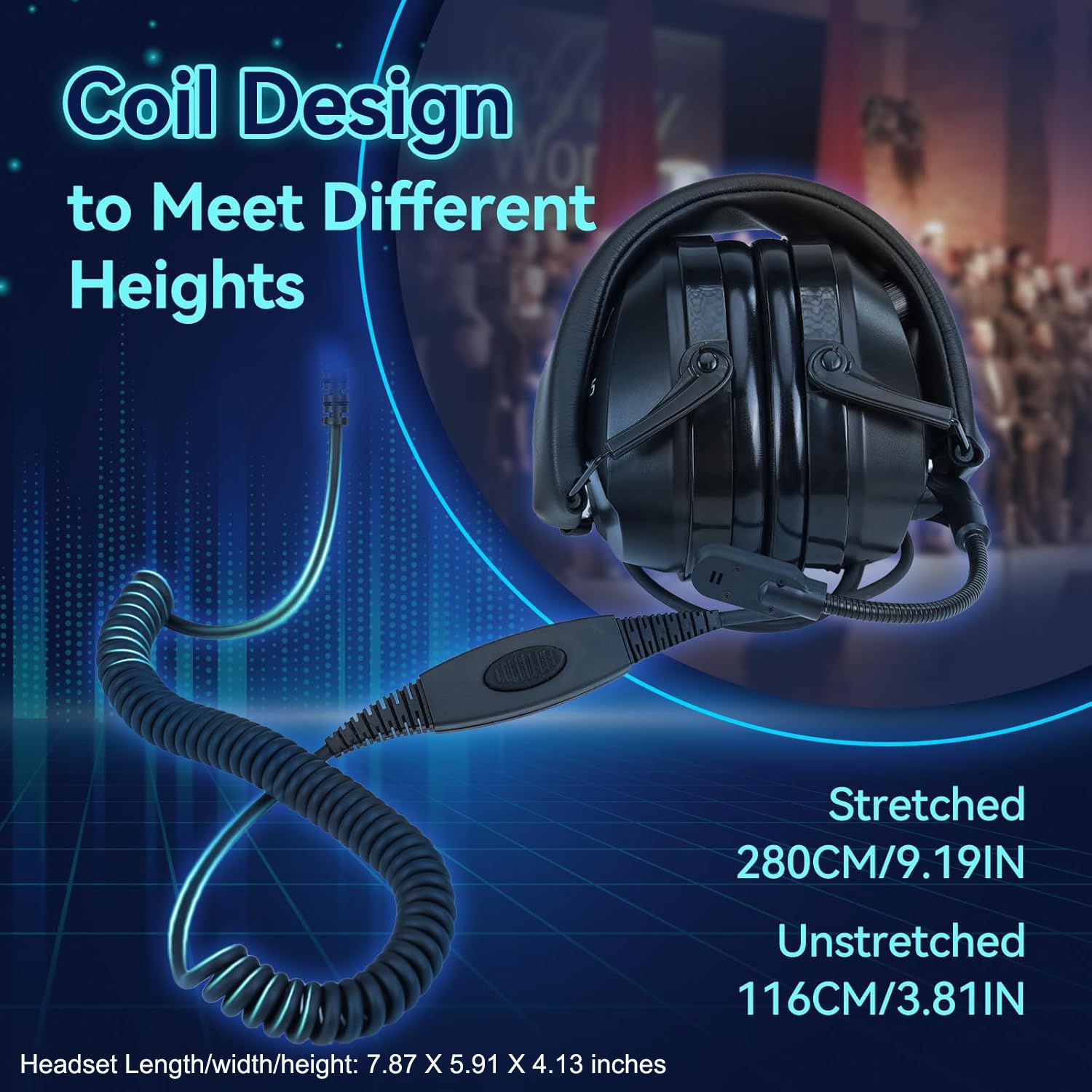Retevis EHK012 Foldable Two-Way Radio Headset with Microphone - Noise Cancelling, Adjustable Volume - Compatible with RT22 RT68 RT21 H-777 & Baofeng UV-5R F8HP 5RM Walkie Talkies (1 Pack) - Ideal for Construction, Security, Outdoor Adventures & Event Coordination
