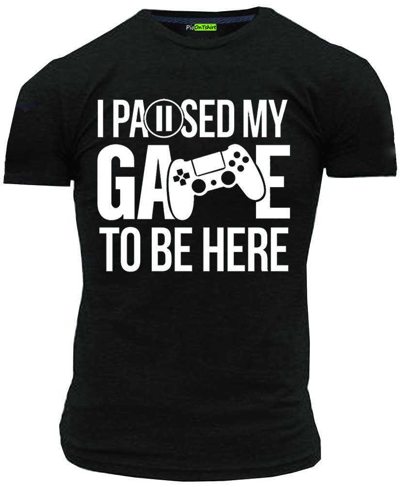 Funny Video Gamer T-Shirt for Men - 'I Paused My Game to Be Here' Graphic Tee - Perfect for Gaming Sessions, Parties & Casual Wear