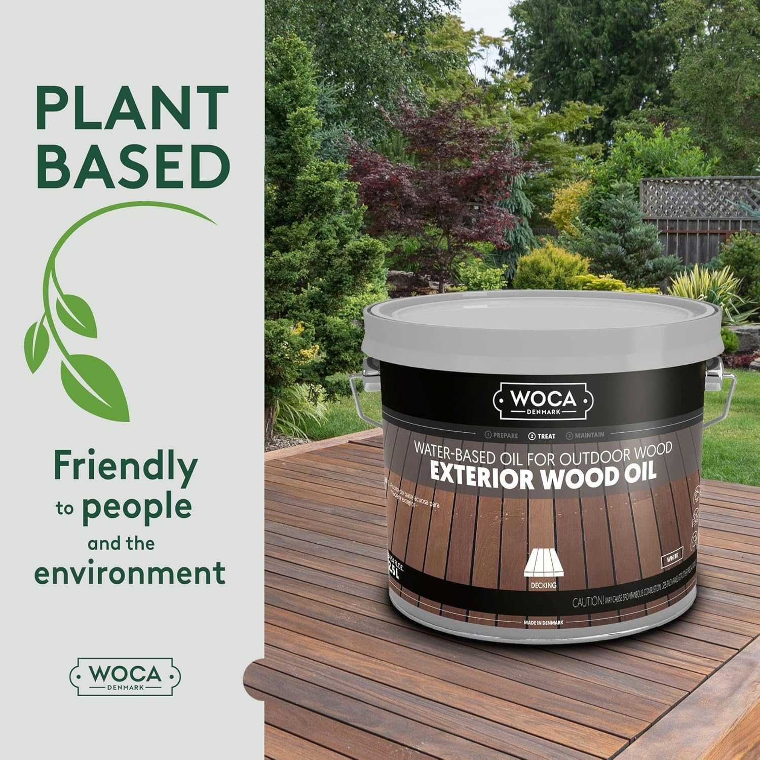 Premium WOCA Denmark Exterior Wood Oil - Water-Based Penetrating Stain for Outdoor Wood Decks, Fences, Siding & Furniture - 2.5L Natural Finish - Protects & Enhances Wood Grain - Ideal for Patio, Garden & Outdoor Living Spaces