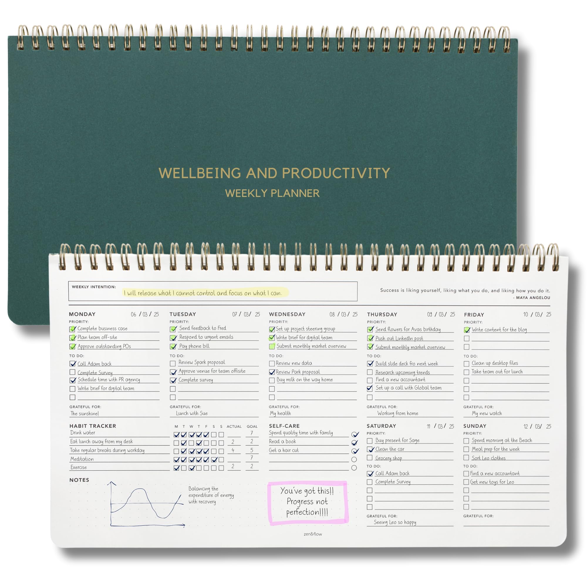 Zen & Flow Undated Weekly Planner - Dashboard Desk Pad & To Do List Notepad for Productivity | Habit Tracker & Desk Organizer | Perfect for Office, Home & School Planning