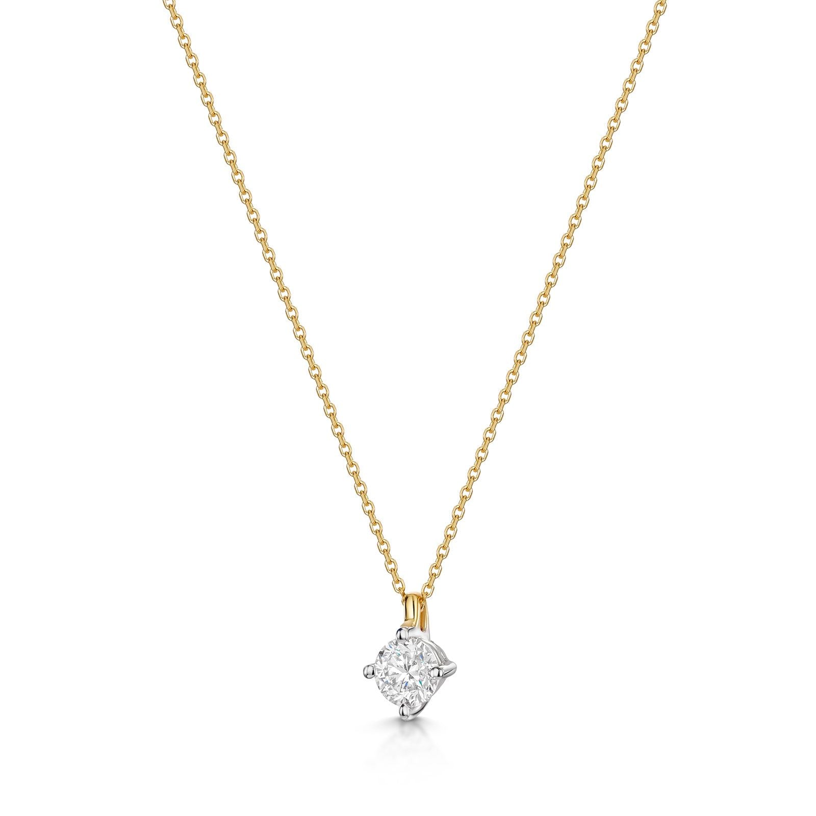 18ct Yellow & White Gold 0.40ct F/G Si Brilliant Cut Diamond Solitaire Pendant Necklace for Women - Perfect for Anniversary, Valentine's Day & Special Occasion Gifts