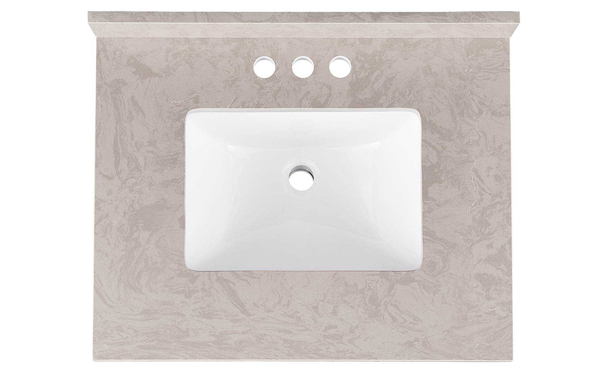 Amalfi 25W x 22D Engineered Marble Bathroom Vanity Top with Rectangular Undermount Sink - Perfect for Modern Bathroom Renovations and Master Suite Upgrades