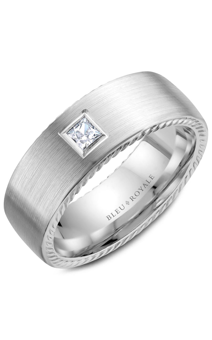 Bleu Royale Men's Wedding Band RYL 021WD8 - 14K White Gold Classic Ring for Grooms & Engagement - Perfect for Weddings, Anniversaries & Special Occasions