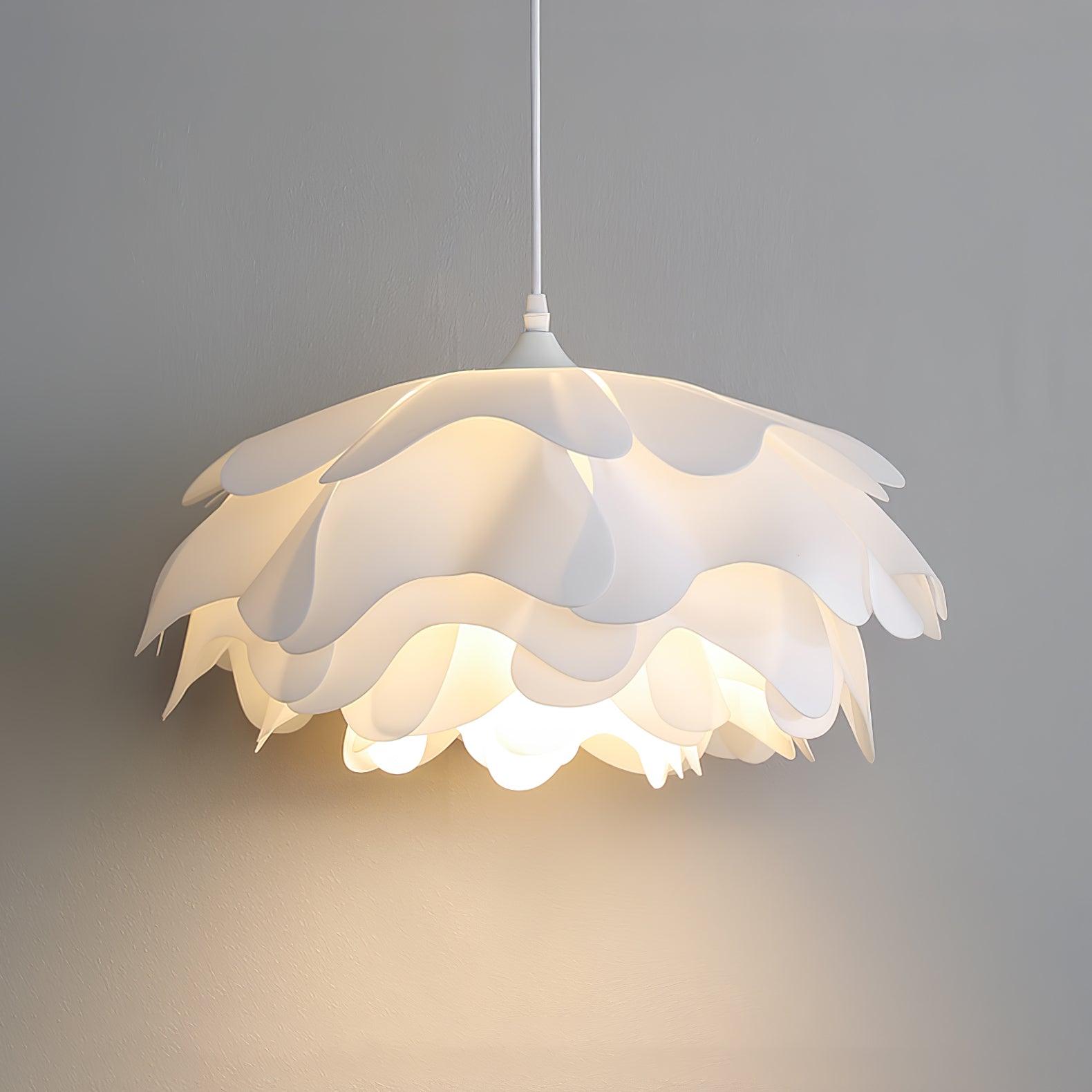 Elegant White Flower Shaped Pendant Light - Modern Floral Ceiling Lamp for Living Room, Bedroom & Dining Room Decor