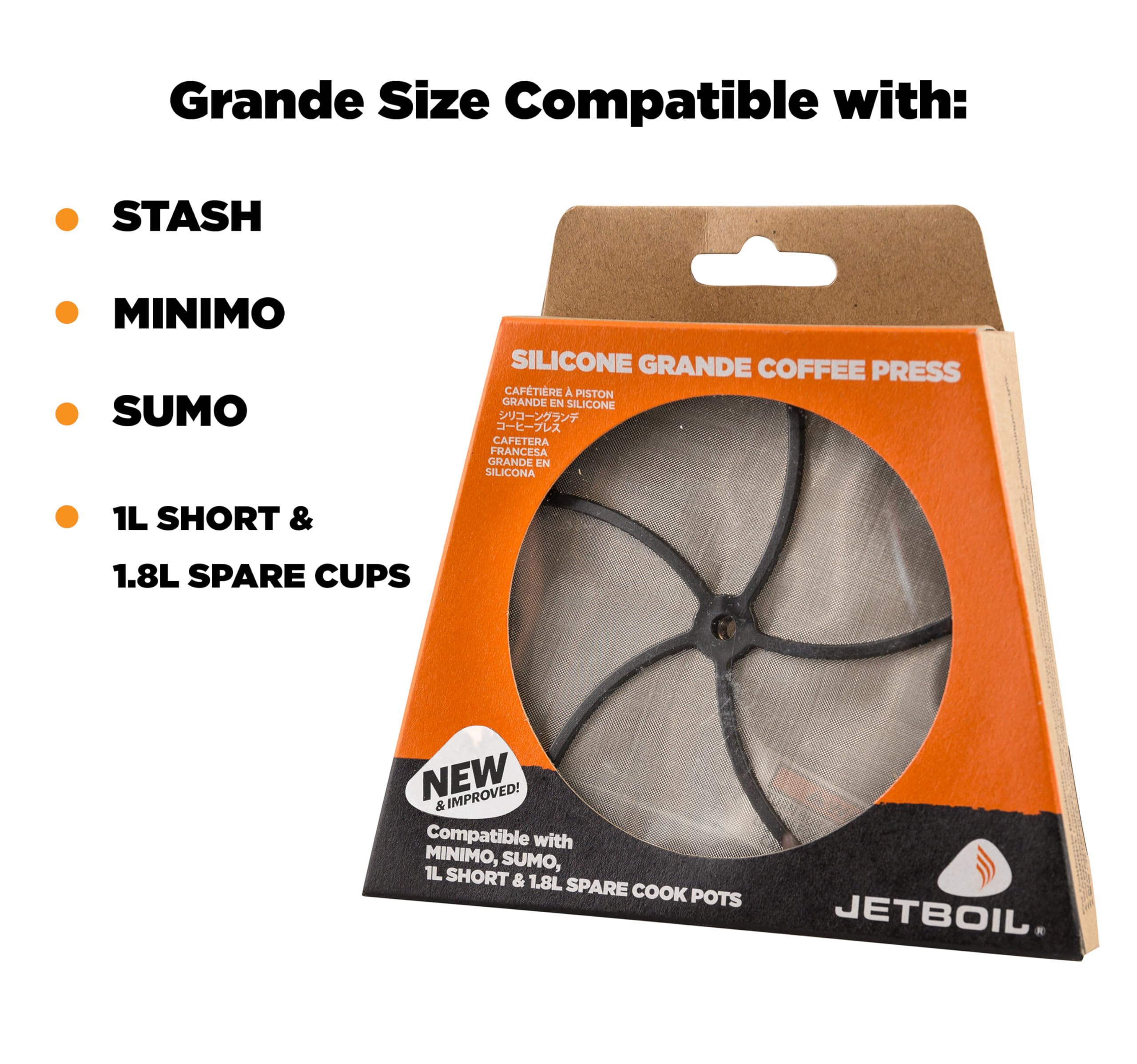 Jetboil Silicone French Press Coffee Maker - 1000ml Grande for Camping, Backpacking & Outdoor Adventures | Perfect for Hiking, Travel & Emergency Preparedness