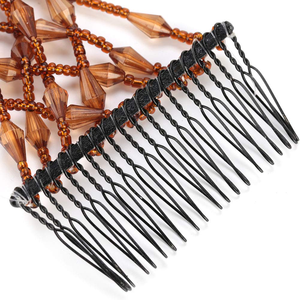 Women's Magic Stretchable Hair Clips with Beads - Elastic Double Hair Clips for Hairstyling, Ponytails & Braids - Perfect for Daily Use, Parties & Weddings
