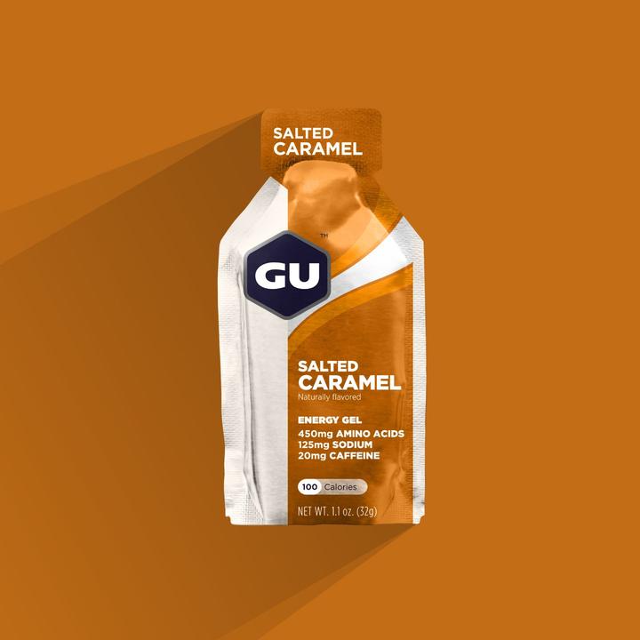 GU Energy Gel - Salted Caramel Flavor | Electrolyte Sports Nutrition for Running, Cycling & Endurance Athletes | 24 Pack