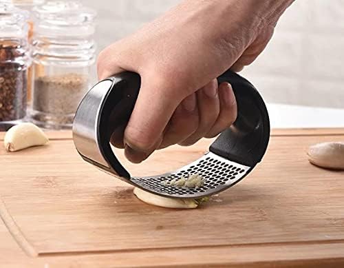 Stainless Steel Garlic Press Set with Peeler & Brush - for Cooking & Baking