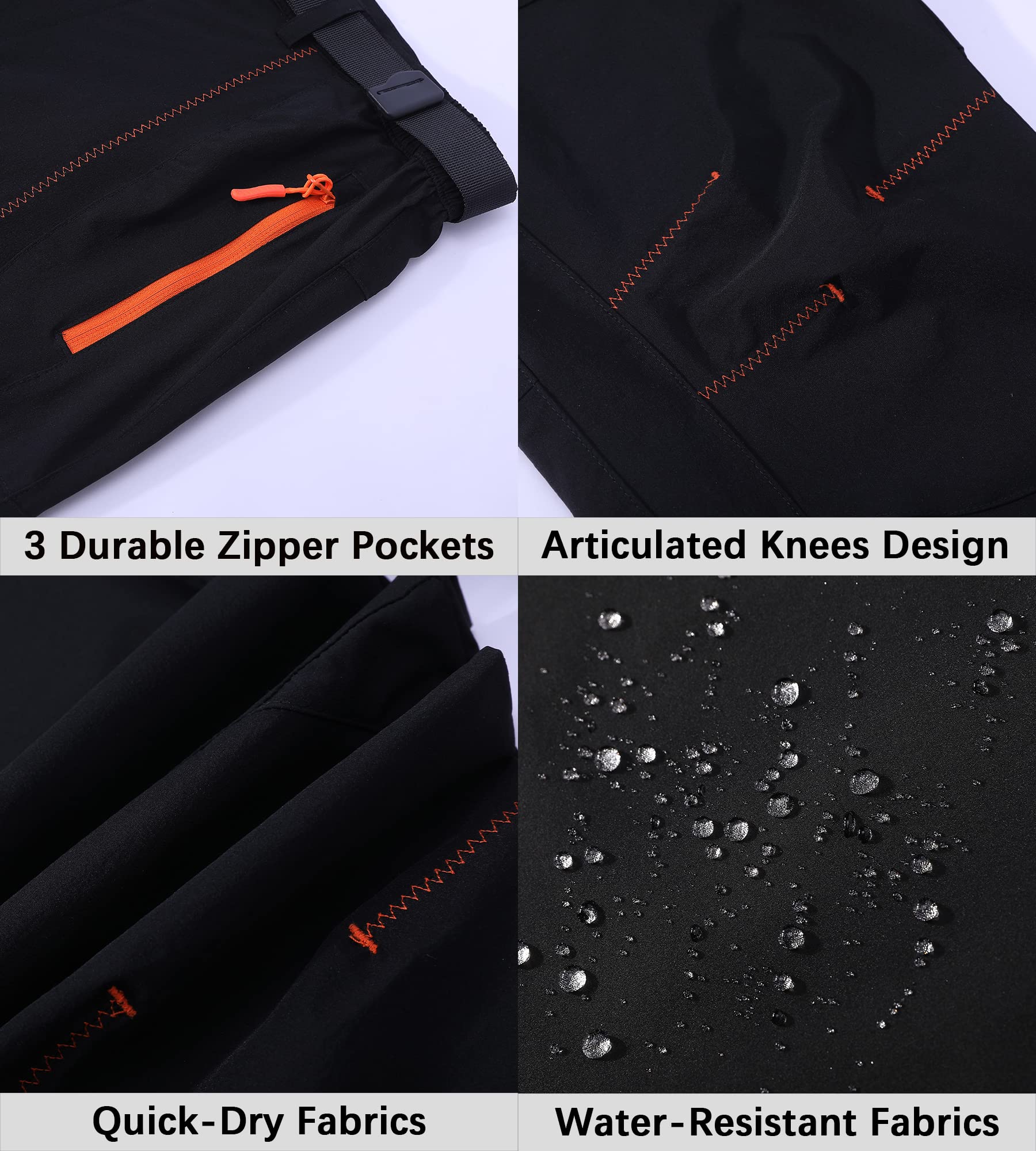 Men's Quick-Dry Hiking Cargo Pants - Water Resistant Lightweight Outdoor Pants with Breathable Fabric & Zipper Pockets - Perfect for Mountain Climbing, Camping & Work Wear